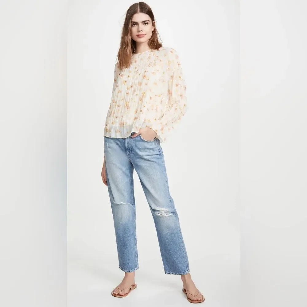 Vince Pressed Petal Long Sleeve Blouse in Off White, Size Small, NWT - Picture 2 of 13